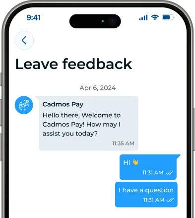 Écran de retour d’expérience Cadmos Pay