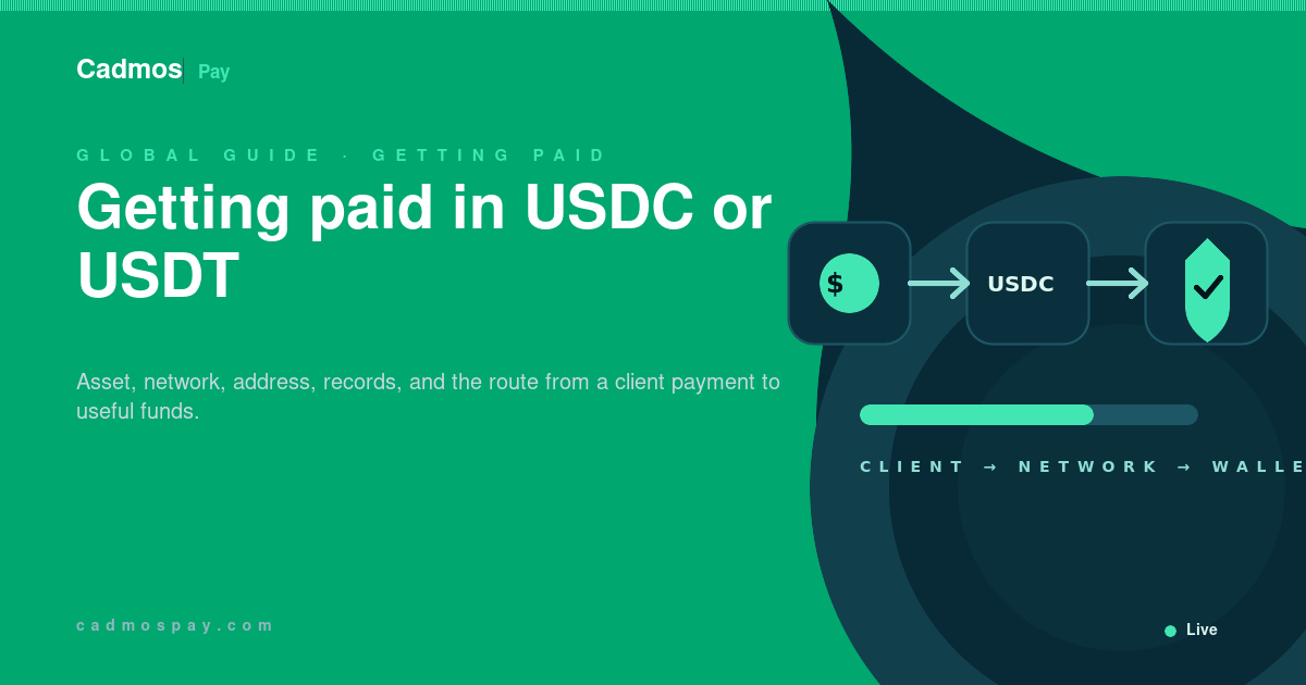 Un pago en USDC y USDT que pasa de una factura a una billetera de autocustodia