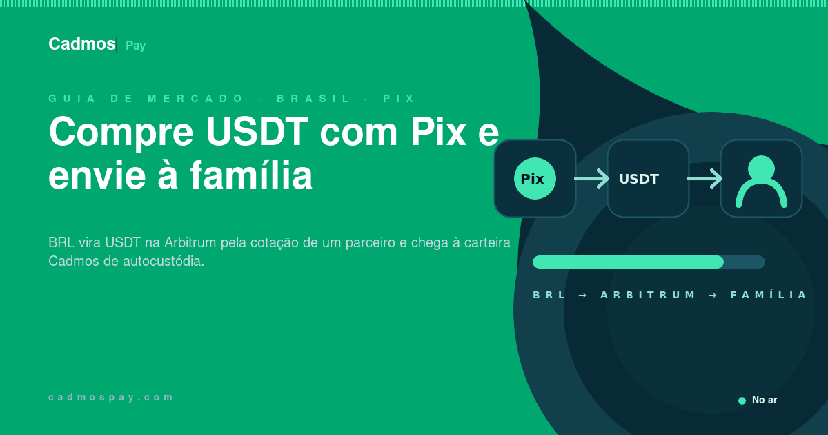 Reais brasileiros enviados por Pix, convertidos em USDT e transferidos para a carteira de um familiar