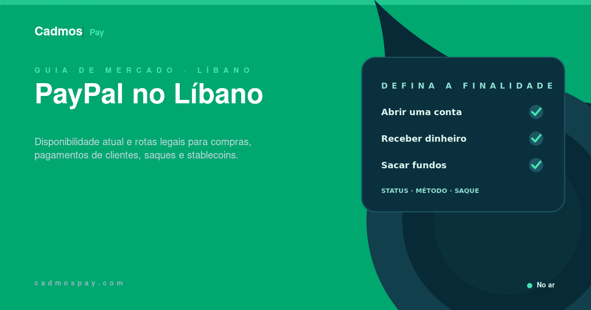 Disponibilidade do PayPal no Líbano e alternativas legais para receber dinheiro e pagar on-line